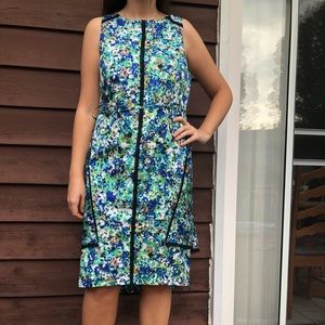 Ann TAYLOR DRESS green/blue silky dress